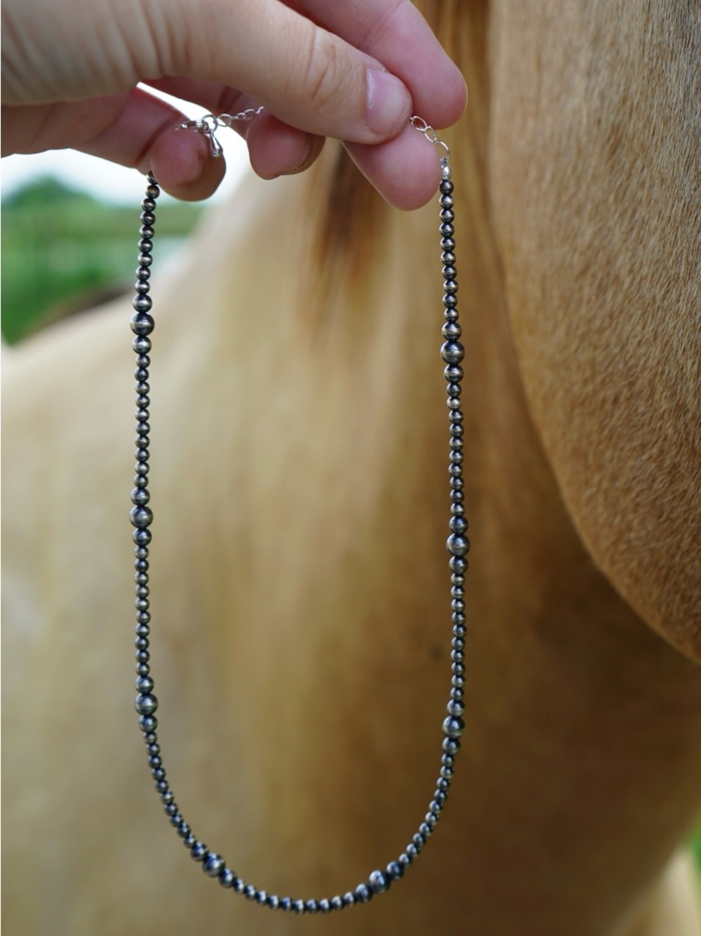 14”-16” Graduated Sterling Silver Navajo Pearl Necklace